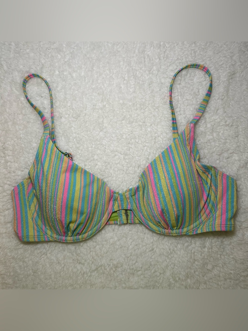 Wild Fable Women’s Sparkle Stripped Bikini Top Small NWOT